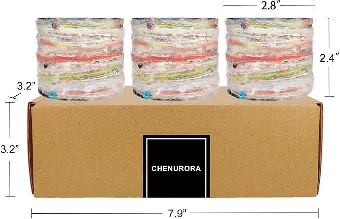 Artisanal Yarn Collection Multifiber Fancy Yarn with Sequins & Iridescent Shimmering Threads for Knitting Crocheting Crafts DIY, Set of 3 Rolls (Cream Candy)