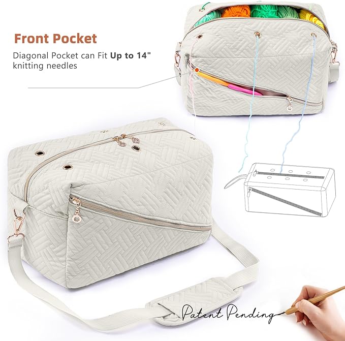 Crochet Bag Organizer - Knitting Bag - Yarn Storage Organizer - Yarn Bag for Crocheting - Yarn Holder for Crochet Accessories, Crocheting & Knitting Gifts
