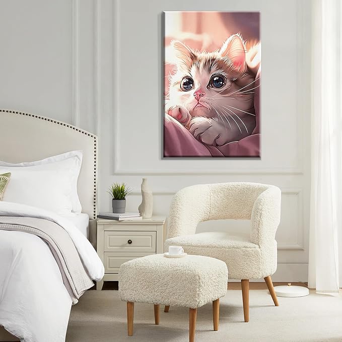 ATDMS Paint by Numbers Kit for Adults with Frame Cat Paint by Numbers with Easel DIY Cat Adult Paint by Number Kits Paint by Numbers Kit on Canvas for Gift Home Wall Decor 8x12 Inch