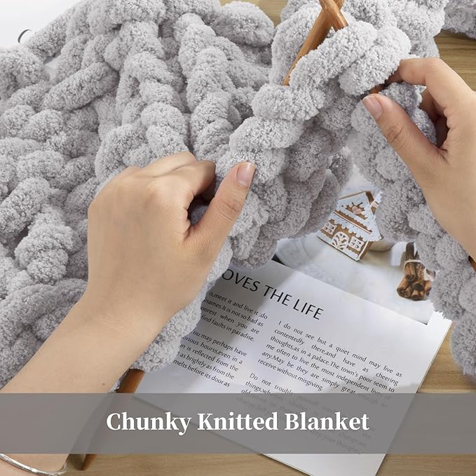 BALAPET 8 Pack Chunky Chenille Yarn for Crocheting & Knitting, 27yds 8 oz Each Skein Soft Fluffy Kitting Yarn Set, Thick Velvet Plush Yarn for Handcrafts Weaving Making Blankets, Smoky Gray