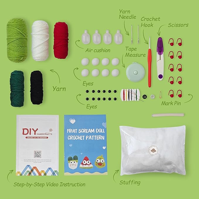 Kovarela Crochet Kit for Beginners Adults – Easy All-in-One Starter Pack with Fun Video Tutorials, Extra Yarn & Tools – DIY Amigurumi Craft Gift (Craft & Chill Edition)