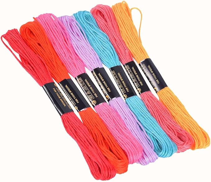 OBTANIM 200 Skeins Rainbow Color Embroidery Floss Cross Stitch Threads Bracelet String Yarn Crafts Floss with Needles for Bracelet Making, Hand Sewing Crafts