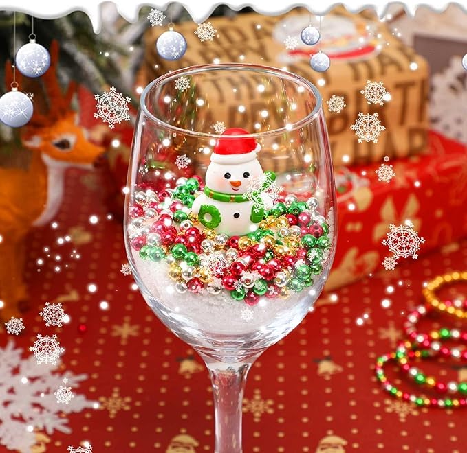 UPINS 1500 Pcs Christmas Beads for Jewelry Making - 6mm Red, Green, Gold & Silver Round Spacer Beads DIY Craft Kit