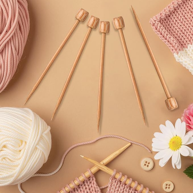 Luinabio 20 Pcs Bamboo Crochet Marking Pins Smooth Single Pointed Knitting Needles 2.75 Inch Mini Pins Knitting Accessories for Beginners DIY Craft Making Crochet Supplies (Nut Brown)