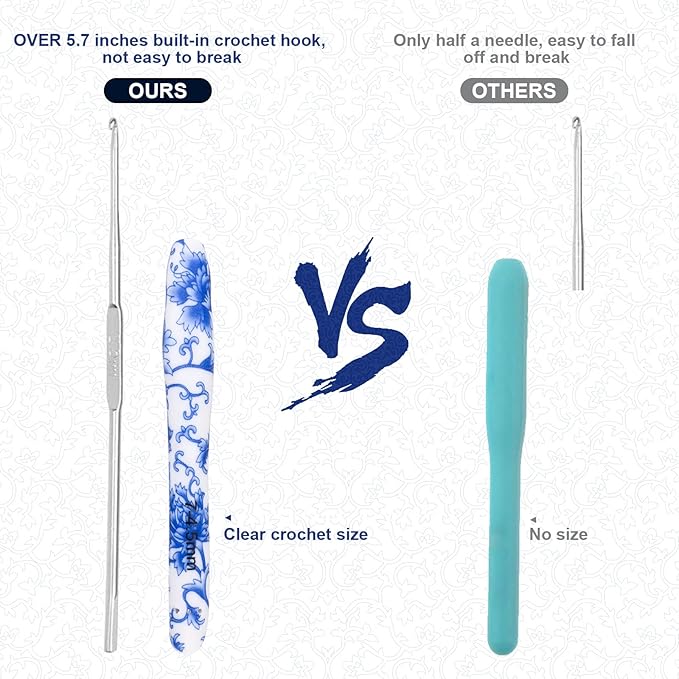 BCMRUN 4.5 mm(7) Crochet Hook, Ergonomic Handle for Arthritic Hands, Soft Rubber Grip Extra Long  Knitting Needles for Beginners and Knitting Crocheting Yarn (4.5mm-7)