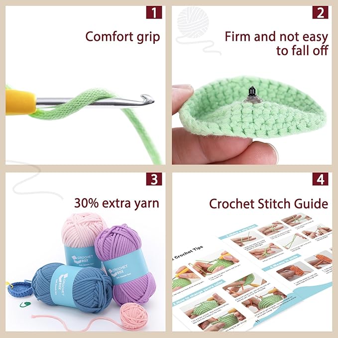 CrochetBox Crochet Kit for Beginner, Bigfoot Learn How to Crochet Stuffed Animals Gift for Adults and Teen(), Knitting Set with Yarn Hook Stitch-by-Stitch Video Tutorial