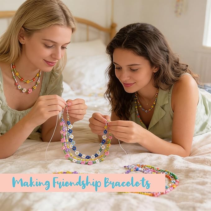 Glass Seed Beads for Bracelet Making Kit, 24 Colors 6/0 4mm Small Beads Multicolor Beading Beads with Container Box for Jewelry Making - Approx 6000pcs