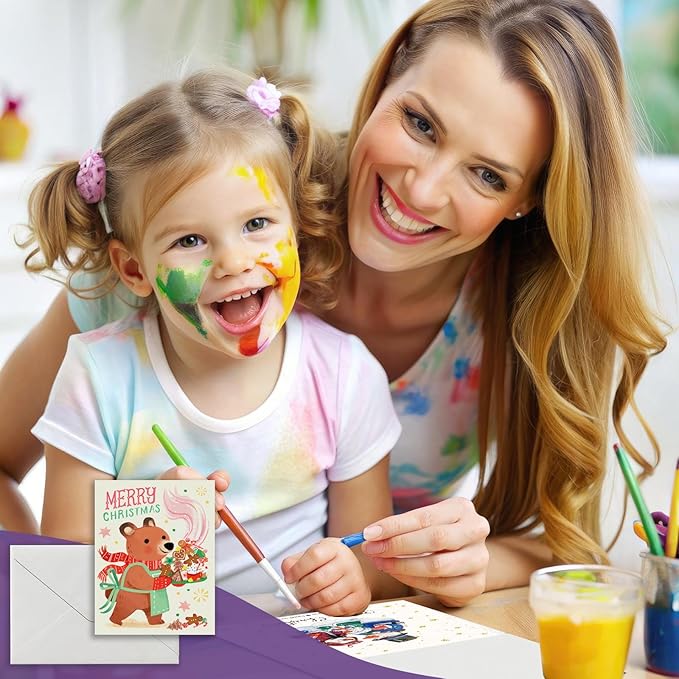 50 Pack Foldable Blank Watercolor Cards with Envelopes 4 x 6 Inch, 140lb Heavyweight, 100% Cotton, White, Acid-Free Water color Cards to Paint or Cards Making for Christmas Birthday