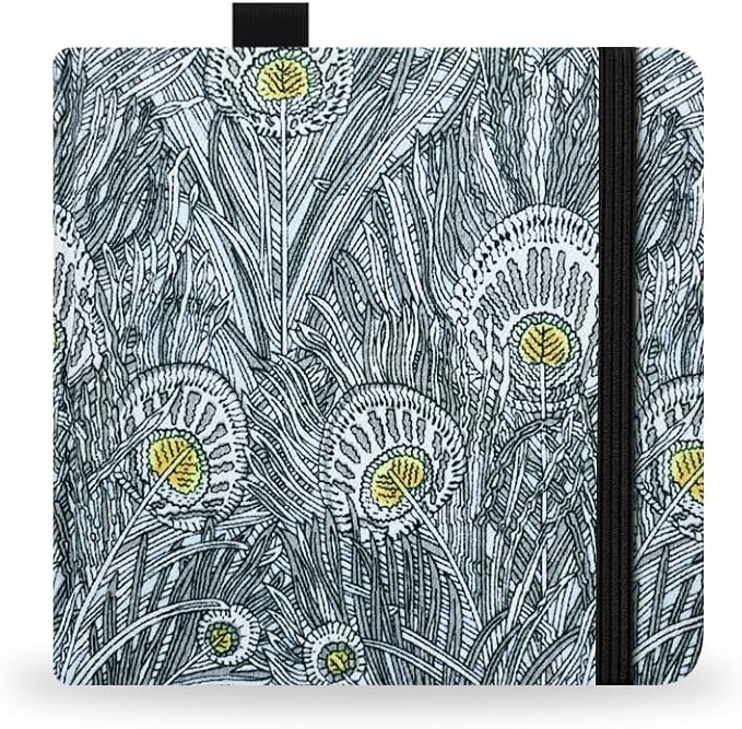 Square 5.1X5.1" 300gsm Watercolor Journal Hardbound 40pgs（20 Sheets Front Back 2 Textures）Travel Size for Calligrapher Colored Pencil Watercolor Sketch Handmade Cloth Cover Notebook Peacock Feathers