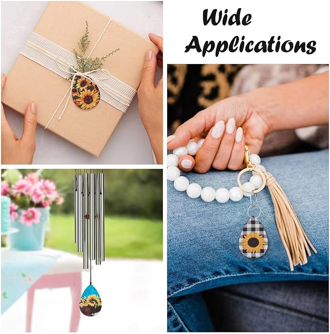 Beadthoven 18 Pairs DIY Sunflower Printed Wood Dangle Earring Making Kit Vintage Rustic Summer Flower Wood Pendants Teardrop Charms Hanging Ornaments Earring Hooks Jump Rings for Jewelry Making Adult