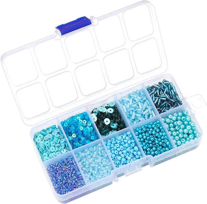 Assorted Beads for Jewelry Making, Glass Seed Bugle Tube Beads Loose Sequins Multiple Sizes for Crafts Sewing Jewelry Making