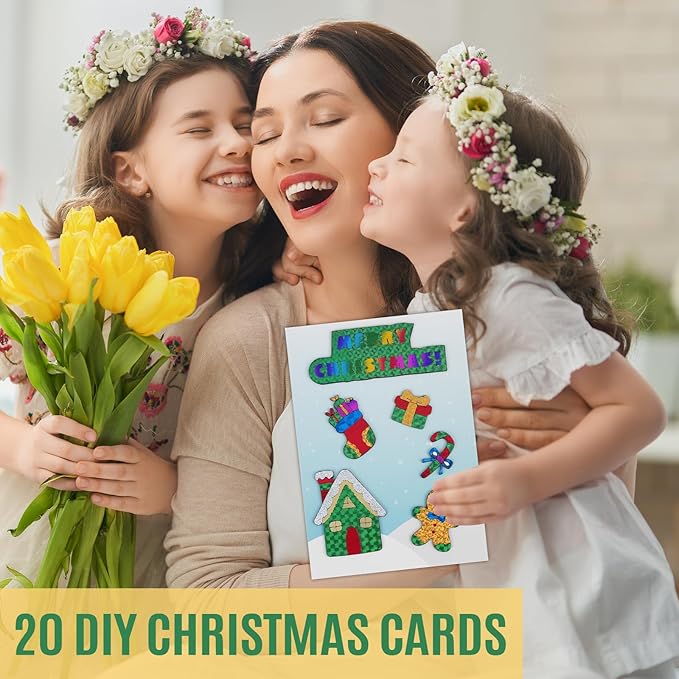 atfunshop christmas crafts for kids - magical foil diy christmas gift cards - no mess xmas art activities kit for ages 4 5 6 7 8 9 - fun & ideal stocking stuffer & christmas gift for boys & girls
