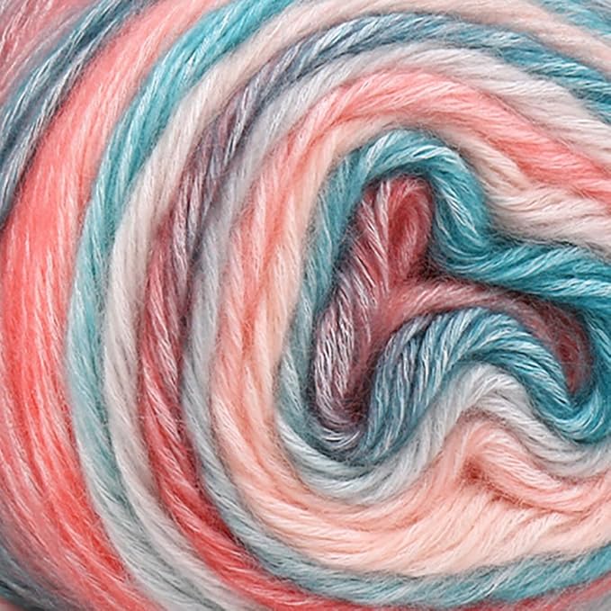 Crocheting Knitting-Gradient Cake Yarn, Soft Multicolor Medium-Fine Blended Yarn, Weight 100 Grams, Contains 60% Cotton 30% Acrylic 10% Wool. Suitable for Scarf, Gloves, Shawl, Blanket.(1156)