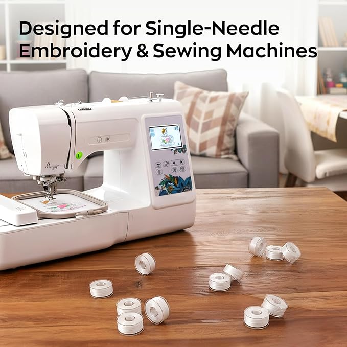Poolin Prewound Bobbins Richword Selected 25PCS Colors Size A, Plastic Sided, 70D/2(60WT) Polyester Bobbin Thread for Single Needle Embroidery and Sewing Machine