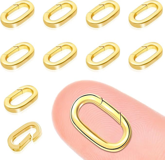10PCS Oval Clasp Carabiner Necklace Connector Stainless Steel Spring Clasps Bracelet Closures Keychain Lock Clasps Necklaces Clips Key Ring Bracelets Shortener for Jewelry Finding DIY Making Kit (A15)