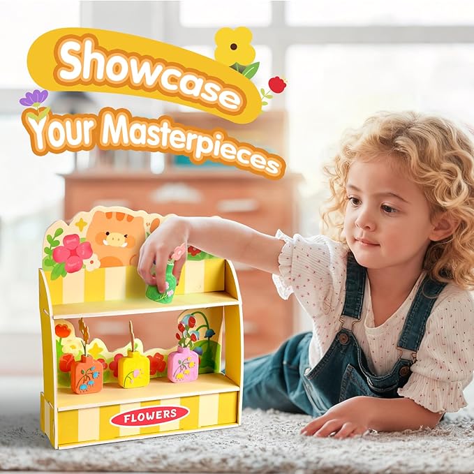 DIY Mini Plaster Flower Vase Craft Kit – 3D Painting & Flower Arranging Toy for Kids – Creative Arts and Crafts Set for Girls Ages 3-8, Preschool Art Gift