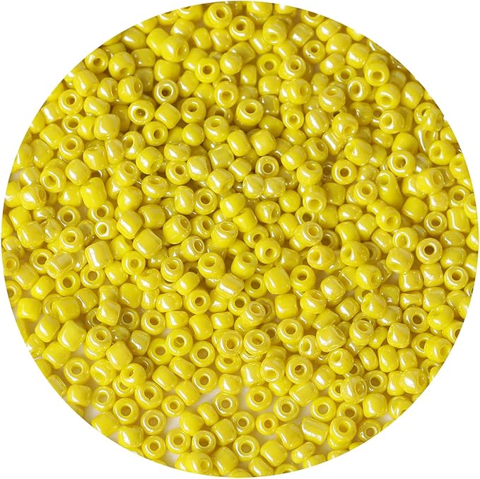 Bala&Fillic Opaque Light Yellow Pearl Color 4mm Seed Beads About 1200pcs/100Grams in Bag, 6/0 Glass Craft Beads for Making Bracelet and Necklace (Light Yellow Pearl)