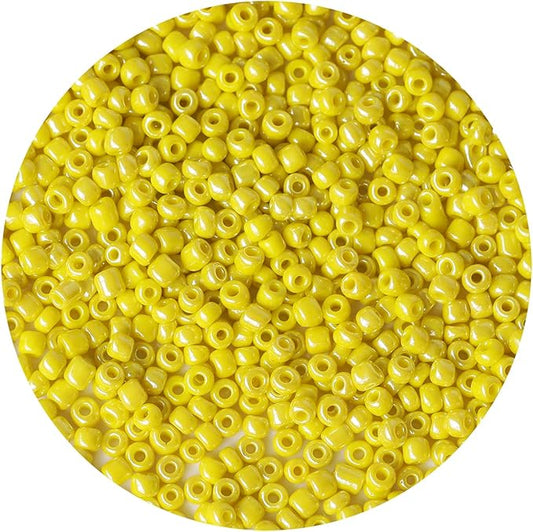 Bala&Fillic Opaque Light Yellow Pearl Color 4mm Seed Beads About 1200pcs/100Grams in Bag, 6/0 Glass Craft Beads for Making Bracelet and Necklace (Light Yellow Pearl)