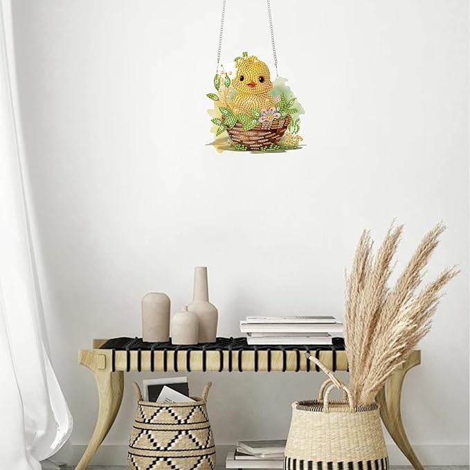 TDFERAN Diamond Painting Pendant DIY Chick Easter Diamond Art Ornament Kits Window Pendant, Diamonds Painting Hanging, Diamant Suncatcher Art Hanging for Wall Home Decor