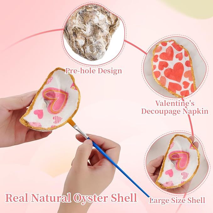 APUDWN 16 Sets Flat Oyster Shell Craft Kit for Her, DIY Art Set for Couples, Family & Class Activities, Beginner Friendly Shell Painting Supplies for Romantic Gifts & Creative Home Decor