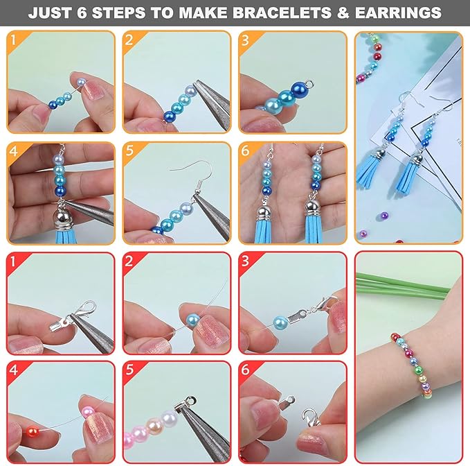 1960PCS Pearl Beads, 6mm 28 Colors Multicolor Loose Pearls for Crafts with Holes for Jewelry Making, Small Pearl Filler Beads for Crafting Bracelet Necklace Earrings