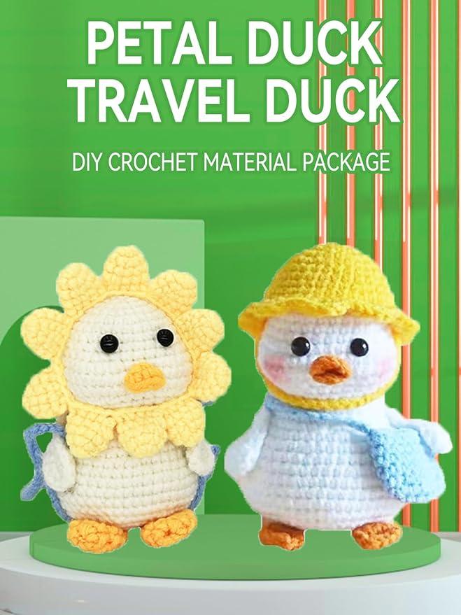 SwiftGo Crochet Kit for Beginners, 2Pcs Duck Crochet Animal Kits with Step-by-Step Video Tutorials, Beginner Amigurumi Crochet Starter Kit for Adults Kids, Holiday Birthday Gift
