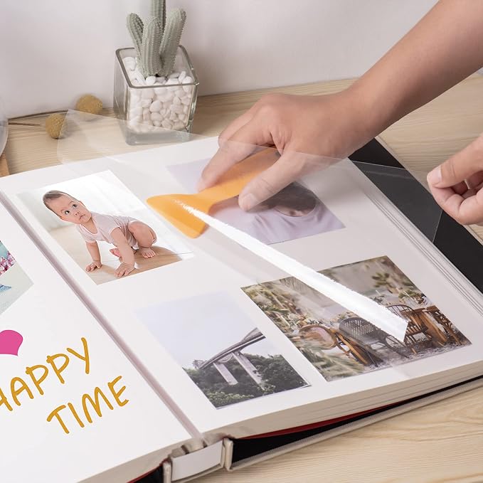 Large Photo Album Self Adhesive 4x6 5x7 3x5 8.5x11 Magnetic Scrapbook DIY Scrap Book Length 13 x Width 12.8 (Inches) 120 Sticky Pages Beige Linen Cover DIY Photo Album