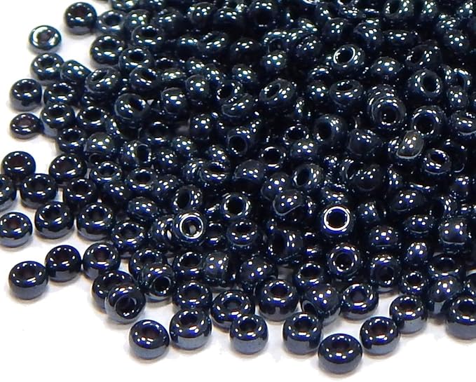 Perlin Glass Seed Beads 3mm 8/0 Round Mini Small Pony Beads 3300pcs for Making Earrings Bracelets Pendants Waist Jewelry DIY Handmade Metallic Color Kit (Black)