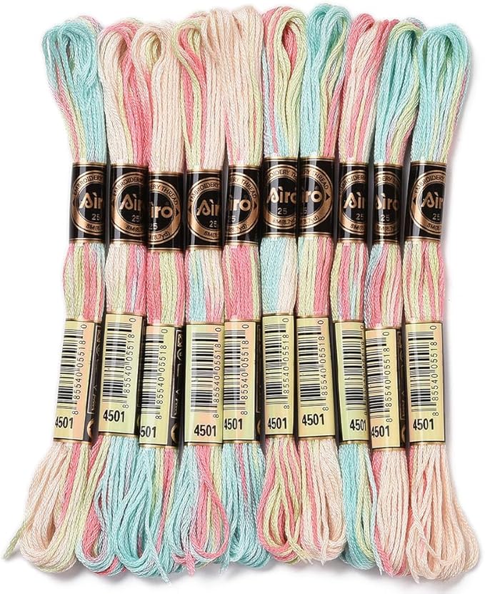 10 Skeins 87.5 Yards Embroidery Floss Bulk Variegated Thread 6 Strands Colorful Friendship Bracelet String Polyester Cross Stitch Yarn Thread for Sewing Bracelet Making Cross Stitch Crafts