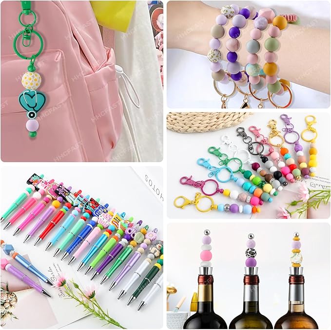 160Pcs 12mm Silicone Beads for Keychain Making Bracelet Necklace, Bulk Round Silicone Beads for Pens（Lilac）