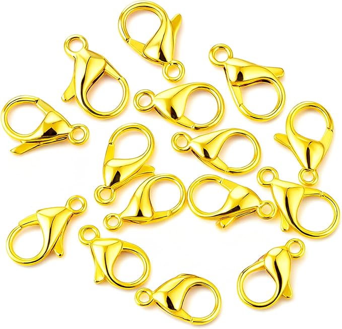 Mandala Crafts 10mm Gold Color Stainless Steel Lobster Clasps for Jewelry Making - 50 PCs SS Lobster Claw Clasps with Jump Rings Jewelry Findings Kit for Necklaces Bracelets Charms Fasteners