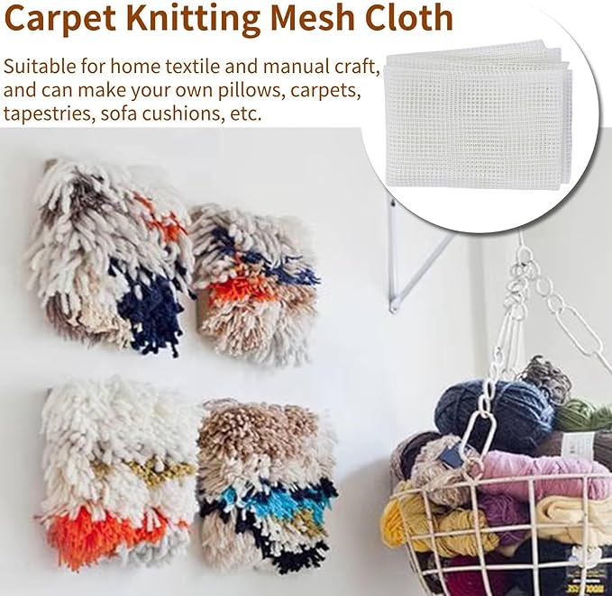 Latch Hook Canvas Mesh, Rug Canvas for Making Rug Blank Rug Hooking Mesh Canvas Latch Hook Rug Making Carpet Tapestry Kit Tool for Embroidery Crafts Decoration, 150 * 100cm