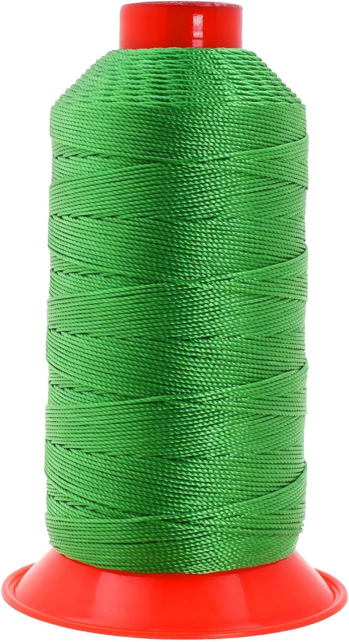 Mandala Crafts Size 346 210D T350 Bonded Nylon Thread - Green 415 YDs Tex 350 Heavy Duty Sewing Threads for Leather, Jeans, Weaving, Outdoor Marine Upholstery