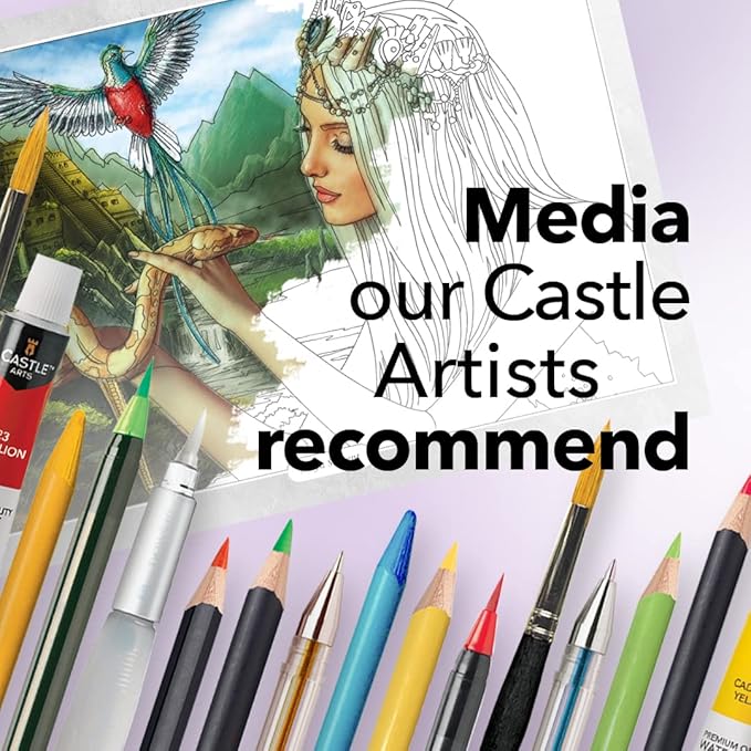 Castle Arts Fantasy Colouring Book | 36 Fantastic Dreamscapes Curated by in-House Artists to Relax You | with Colour Reference Guide | No Show-Through Artist Grade Paper | Frameable Landscape A4 Size