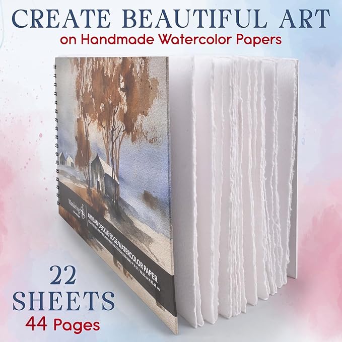 Wanderings Tear Out Watercolor Journal - 9"x12" - Premium Art Journal with Handmade Deckle Edge Paper Featuring 350 GSM Cold Press Paper for Scrapbook, Watercolor Album, Sketchbook, Drawing Pad