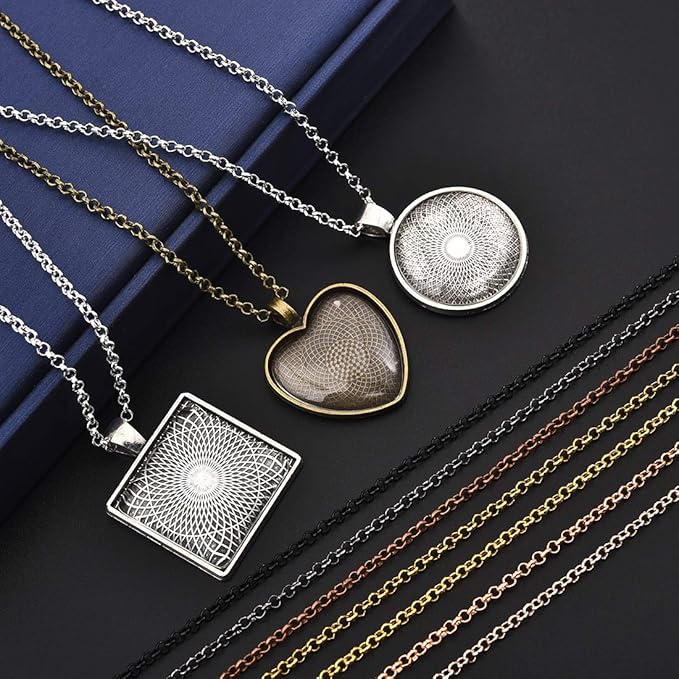 LANBEIDE 40 Packs 10 Colors Brass Necklace Chains 21 Inch Link Cable Chain Necklace with Lobster Clasps Bulk for Jewelry Making