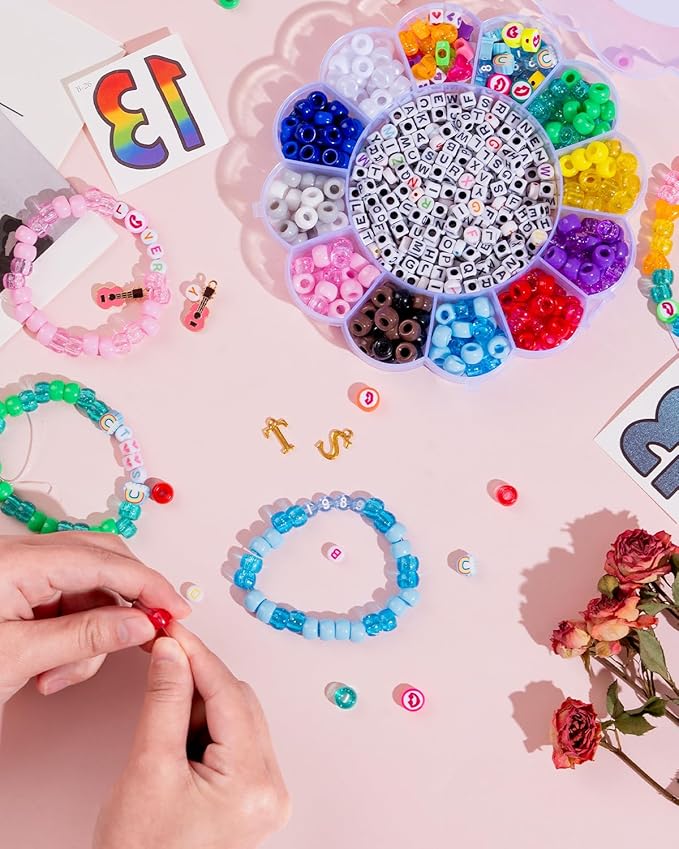 Goldwise Friendship Bracelet Making Kit for Fans, Jewelry Making Kit with 20 Colors Pony Beads, Letter Beads & Variety Charms for Jewelry Making, Kandi Beads for DIY Crafts Gifts Party Birthday