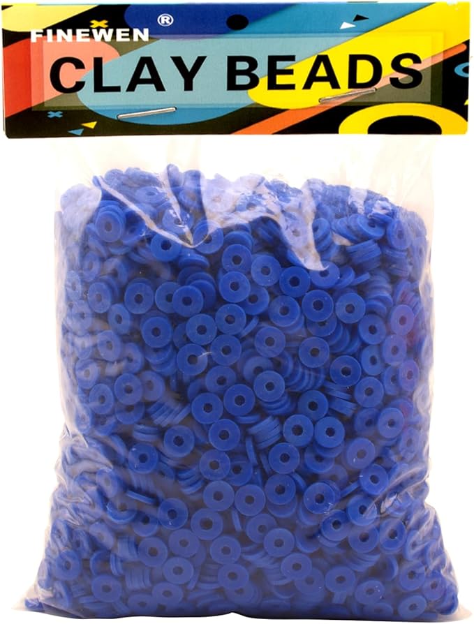 Blue Clay Beads(6mm,4300 pcs) Clay Beads for Bracelet Making Kit, Flat Round Polymer Spacer Heishi Beads for Jewelry Necklace