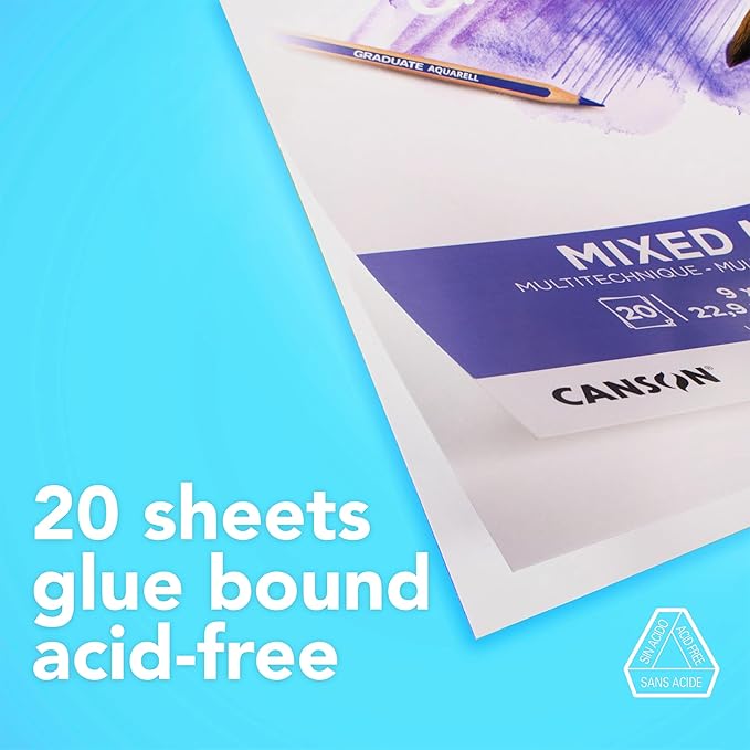 Canson Graduate Mixed Media Pad, Foldover, 11x14 inch, 20 Sheets | Artist Paper for Adults and Students - Watercolors, Mixed Media, Markers and Art Journaling