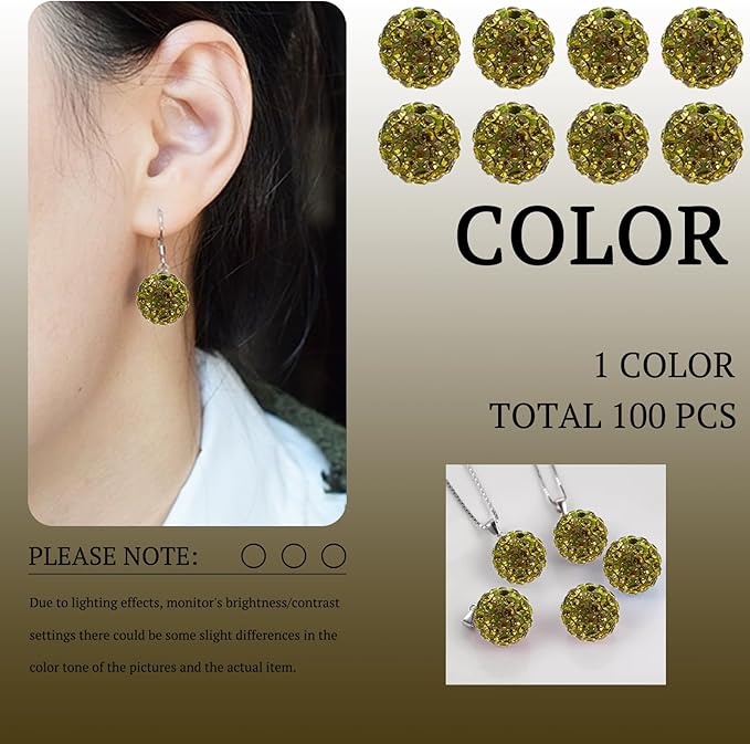 St. Patrick's Day Rhinestone Beads for Baseball Necklace-St. Patrick's Day Disco Ball Bead Rhinestone Clay Beads for Earring Jewelry Making,Necklace Bracelet,DIY Craft Supplies(200 pcs Army Green)