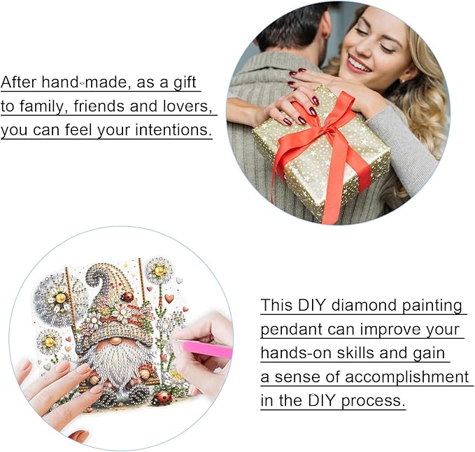 JISHSHAY 2 PCS Diamond Painting Pendant Gnome Diamond Paintings Dwarf Diamond Art Wind Chimes Special Shaped Diamond Painting Diamond Art Suncatchers Gnome Keychain Diamond Art Window Clings