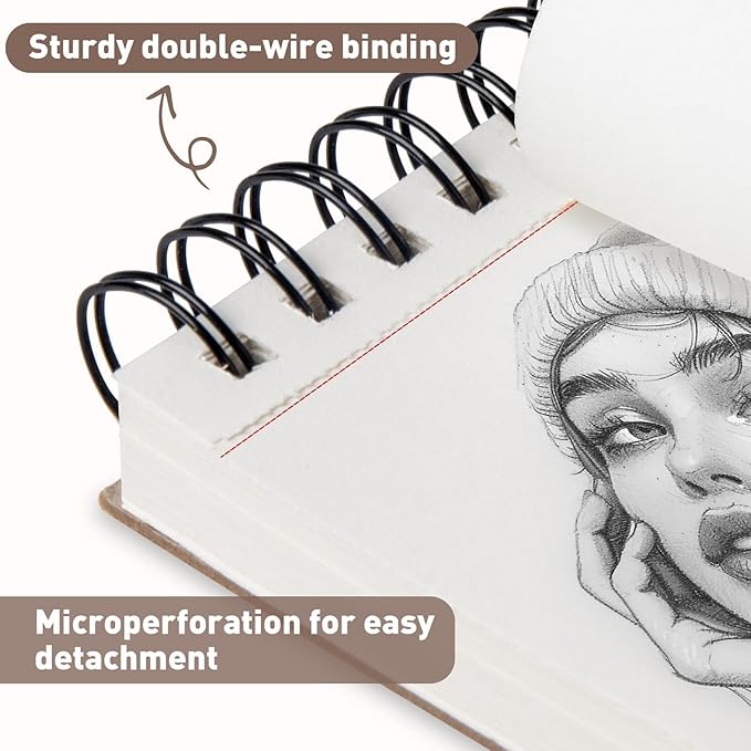 umriox small sketchbook 5.5"x8.5", 3-pack sketch pad (100 sheets each), top spiral bound sketchbook, acid-free drawing paper, art drawing pad for kids, beginners and students
