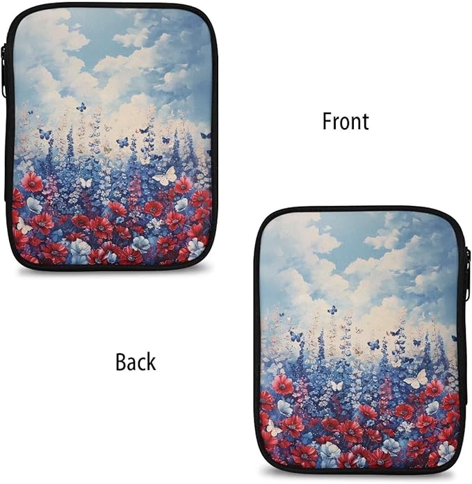 Hechitok Red Blue Flower Crochet Hook Case Organizer Stand Up Holder for Knitting Supplies