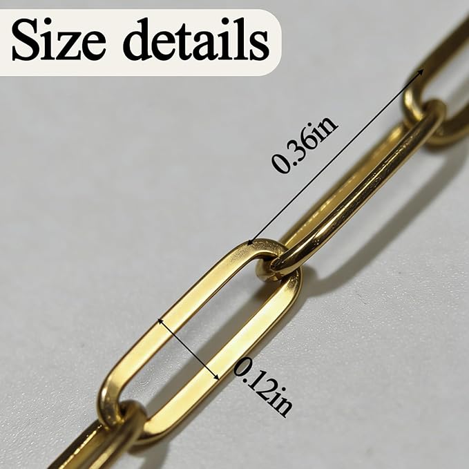 19.7FT 18K Gold 3mm Width PVD Plated Necklace Chain for Jewelry Making Paperclip Chain Roll with Lobster Clasps and Jump Rings for Men Women Making Jewelry Craft