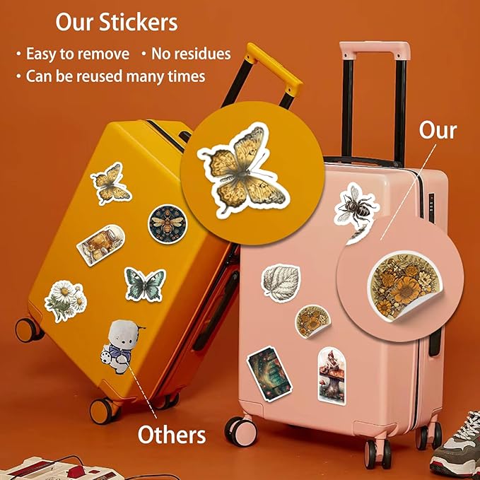 100 Pcs Vintage Insects and Botany Stickers for Journaling, Apothecary Label Sticker with Deep in The Forest Theme Vinyl Stickers for Water Bottle Laptop Computer Skateboard Bumper