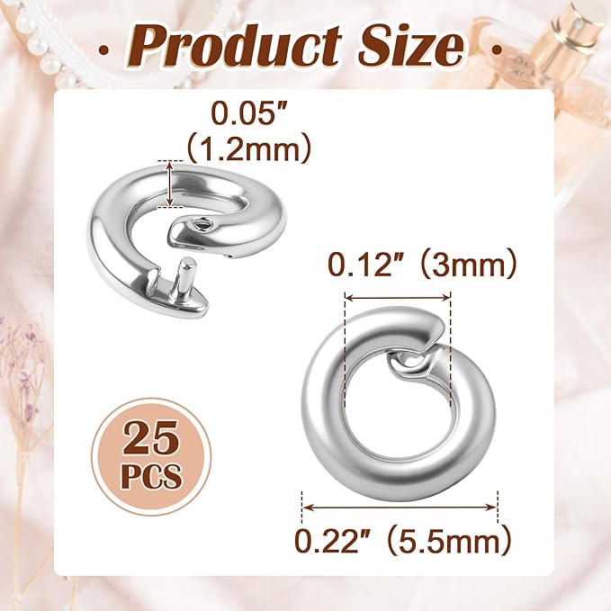 25 Pcs Silver Jump Rings for Jewelry Making, OD 5.5mm ID 3mm Locking Jump Rings, Jump Ring for Charms, Necklace, Pendants, Bracelet, Keychain, Jewelry Making