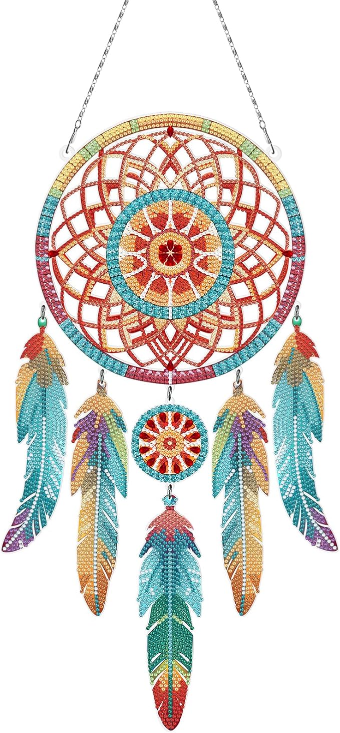 Diamond Dream Catchers Kit, Hanging Diamond Art, DIY Kit for Home Wall & Window Decor, Handmade Craft for Room Decoration (Forest)