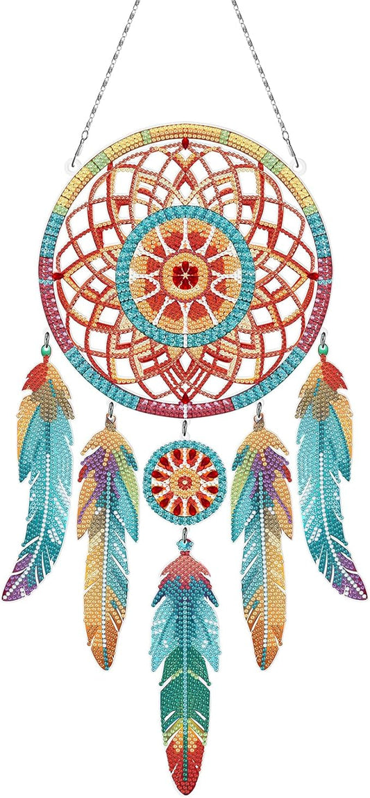 Diamond Dream Catchers Kit, Hanging Diamond Art, DIY Kit for Home Wall & Window Decor, Handmade Craft for Room Decoration (Forest)