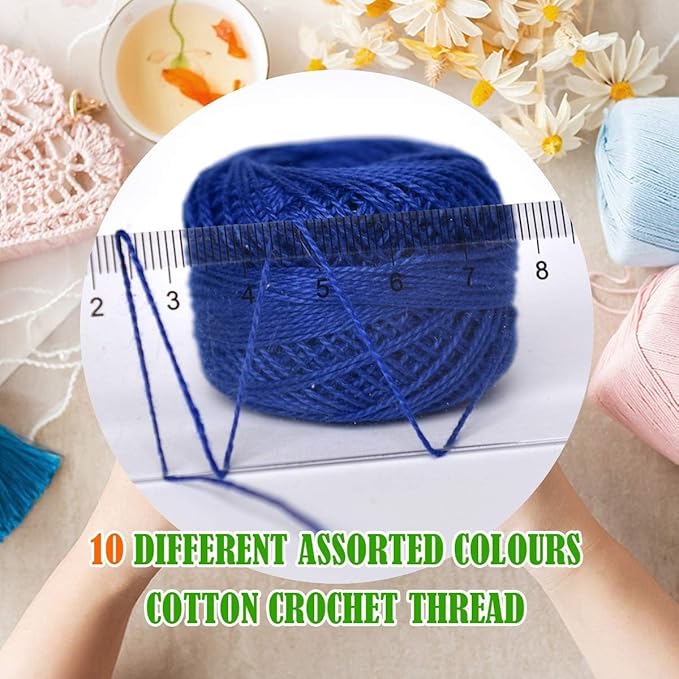 colored bird Crochet Thread 10 Balls Size 8 for Crochet Hardanger Cross Stitch Needlepoint Hand Embroidery (Lt Blue Series)