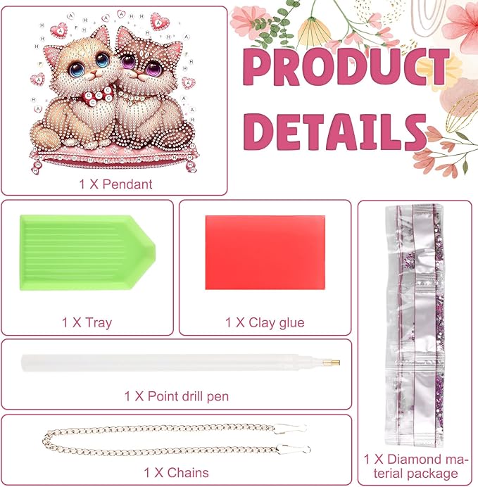 DOMROM Cat Diamond Art Hanging Kits for Adults Beginners, Special Shaped Crystal Diamond Painting Cat Pendant, DIY Diamond Art Suncatchers Animal for Home Garden Wall Decor Gift